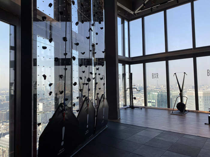 One of the most unique parts of BXR is the clear glass climbing wall