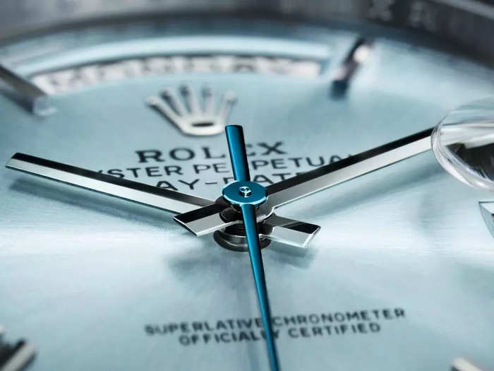 The new ice-blue dial lets the world know what this watch is made of.