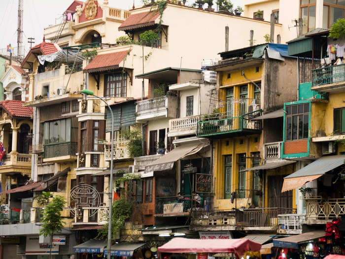 The streets of Hanoi, Vietnam, are lined with a distinctive home style that