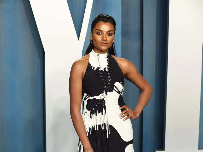 After the Oscars, she chose a bold, black-and-white look designed by Burberry.