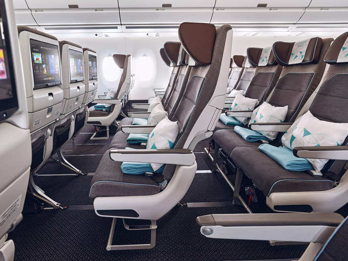 The plane has a total capacity of 371 passengers, with 44 in business and 327 in economy, which also includes 45 extra legroom seats.