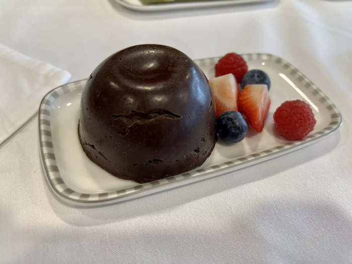 …and avocado chocolate ganache. Both come with fresh berries.