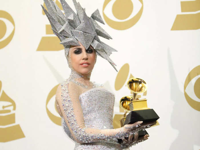 Lady Gaga won her first of 12 Grammys in 2010 for her hit dance song "Poker Face."
