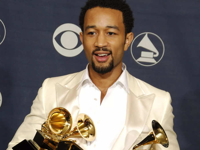 At his first-ever Grammy Awards, John Legend took home wins for best new artist, best male R&B vocal performance, and best R&B album.