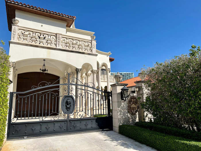 The nearly $12 million Villa "Il Sogno" is located in Atlantic Isles, a small island near Sunny Isles Beach. With a wrought-iron gate and Mediterranean architecture, it looks like a piece of Europe was plopped down in the middle of Florida.