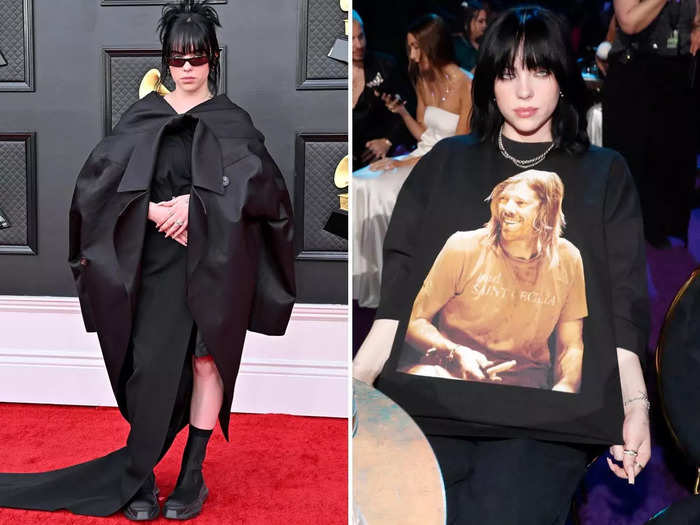 Billie Eilish traded her all-black ensemble for a T-shirt that honored another legendary musician.