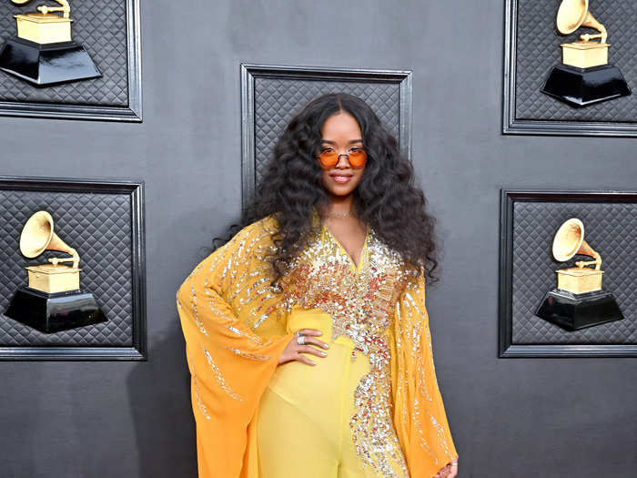 H.E.R. nearly pulled off a win in this Elton John reminiscent jumpsuit, but the sheer material didn