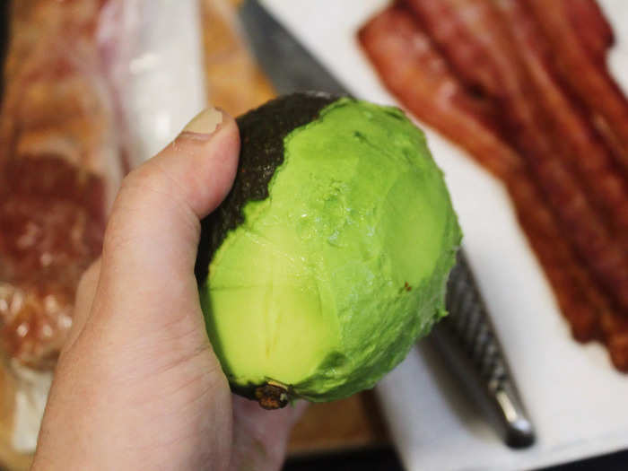 I then hand-peeled the avocado.