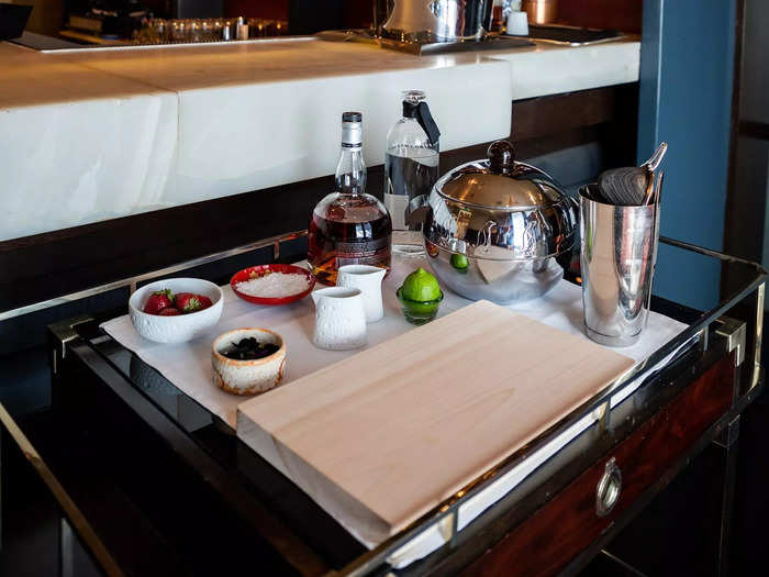 After I took my seat, Stodel brought over his bar cart for the full tableside experience. It was time to watch The $100 Margarita come to life.