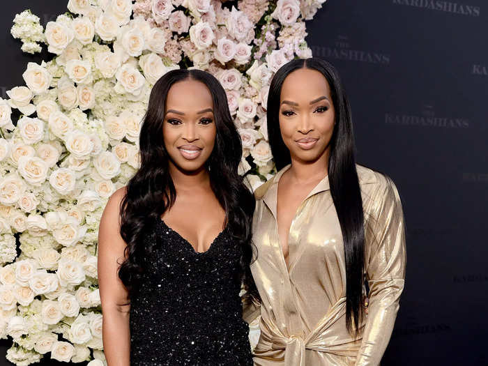 Khadijah Haqq McCray wore a sparkly black mini-dress and heels, while her twin Malika Haqq opted for a gold number.