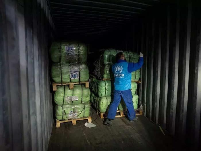 Once the supplies arrive via air, they are then driven to Ukraine on trucks. Each shipment has 59,136 MREs, according to the company.