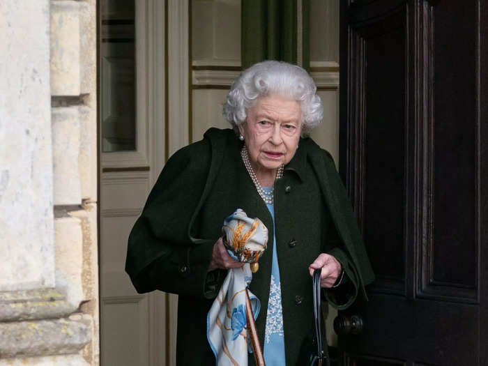 At a public engagement in February, Her Majesty was photographed using her late husband