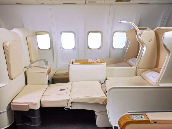 Like any first-class flight, the seats can lie flat, turning into 79-inch flat beds for slumbers in the sky.