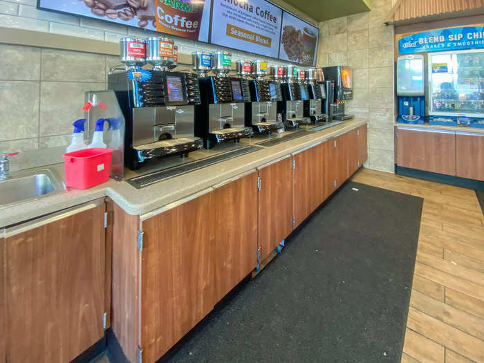 One corner of the store offered plenty of drink options including soda, slushies, and a variety of coffee.