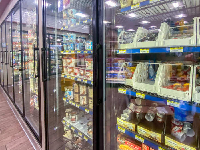 The frozen section had a wide variety of ice cream in small servings. I thought these treats would be ideal on the road so I could finish one before it could melt.