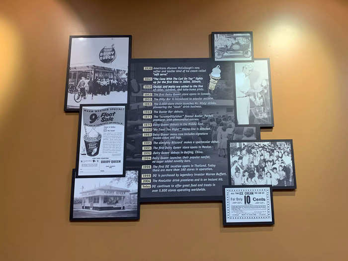 The decor also seemed designed to create the sense that Dairy Queen was an storied and nostalgic brand, with photos from the first location.