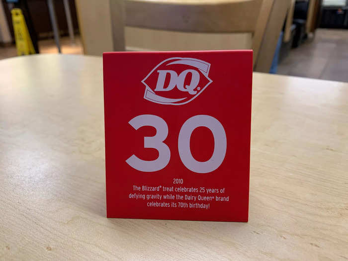 When you order you get a numbered placard that will be called when your food is ready. The numbers also include Dairy Queen facts.