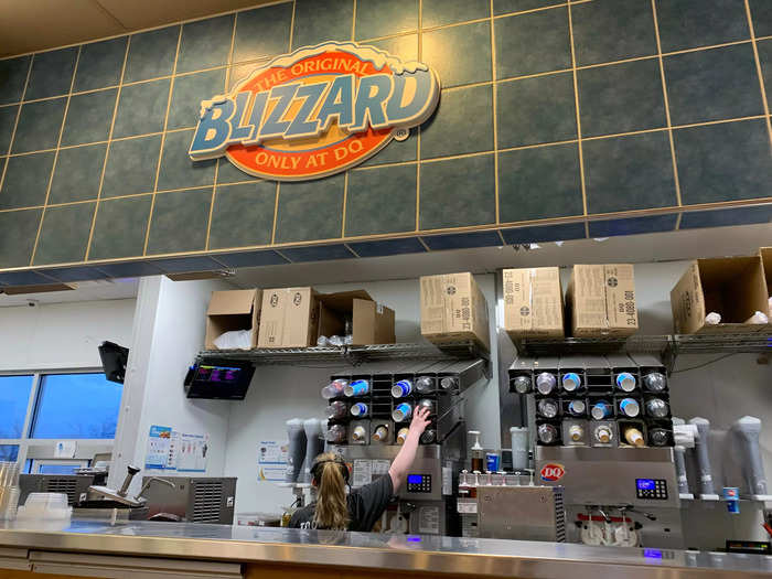 Blizzards, a blend of ice cream and mix in toppings, are also featured prominently.