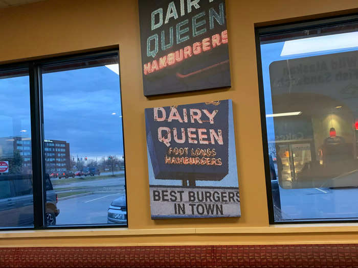 Though I primarily think of Dairy Queen as a place to get ice cream, the signage seems to be promoting the chain as a food destination as well.