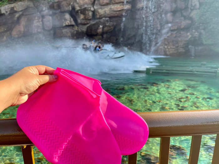 Shoe covers are a must for water-ride lovers.