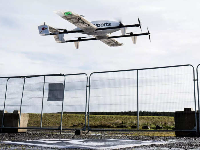 The drones are around two meters wide, weighing a total of 20 kilograms, Alex said. They can each carry around 60 individual samples.