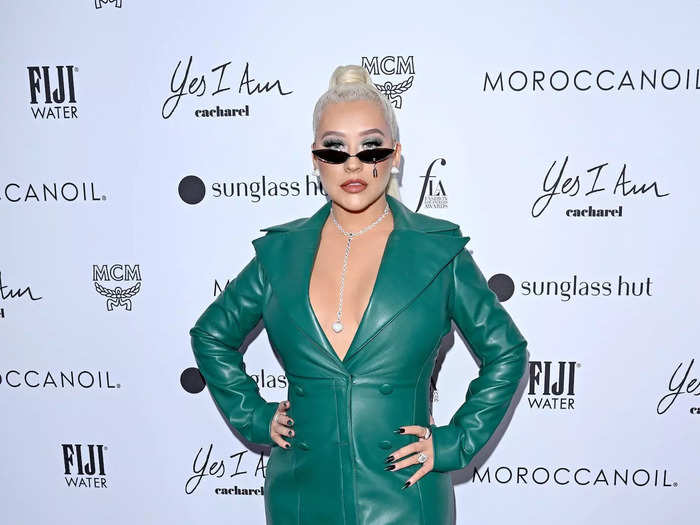 Christina Aguilera also wore a jacket in place of a dress.