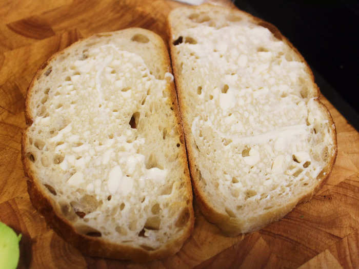 I toasted the bread in the preheated oven for about five minutes, flipped them, and toasted them for another minute.