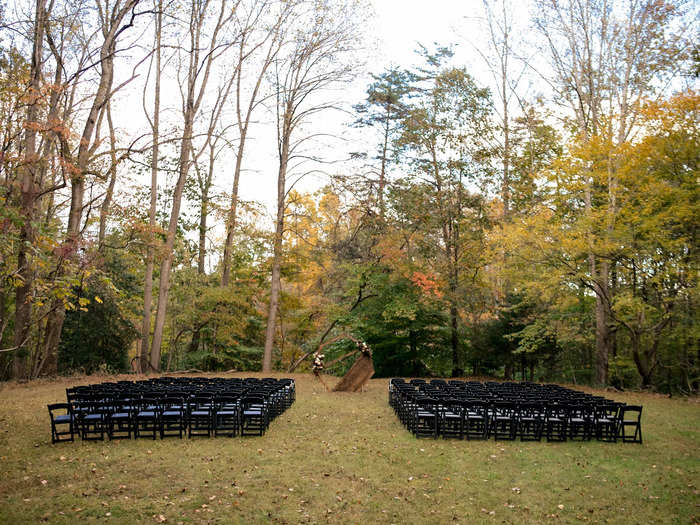 The ceremony setup was simple and showed off the venue