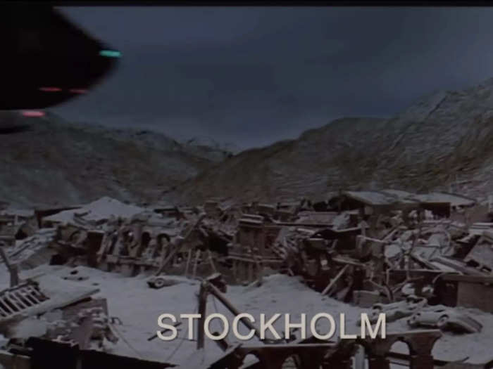 The Stockholm feed shows what looks like a destroyed village or research station ... just like in 1982 sci-fi horror film "The Thing."