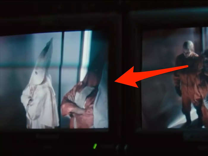 While most of the monsters in the film are famous mythological figures or pop-culture staples, you can see a shot of some real-life monsters, the KKK, in one of the cells.