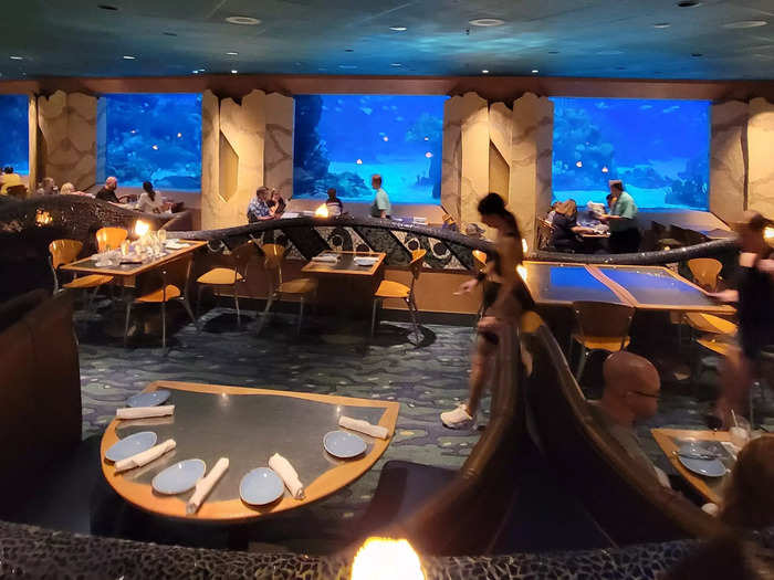 I highly recommend requesting a table next to the aquarium.