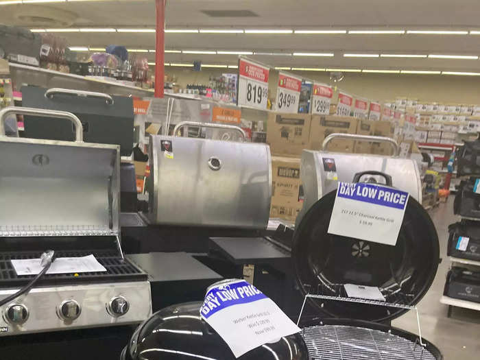 We walked around to practically every section in the store. Rural King sells everything from auto parts to patio furniture to outdoor appliances, like these grills.