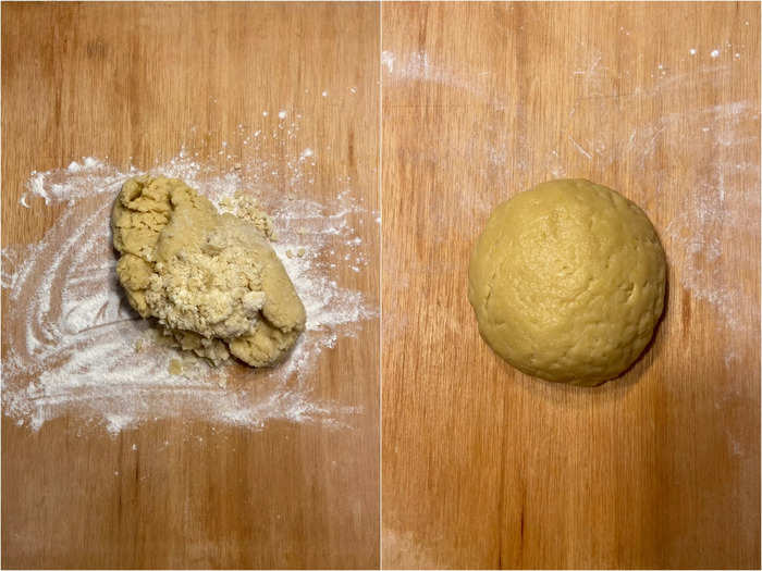 After, I hand-kneaded the dough for over 10 minutes to make it smooth and fully combined.