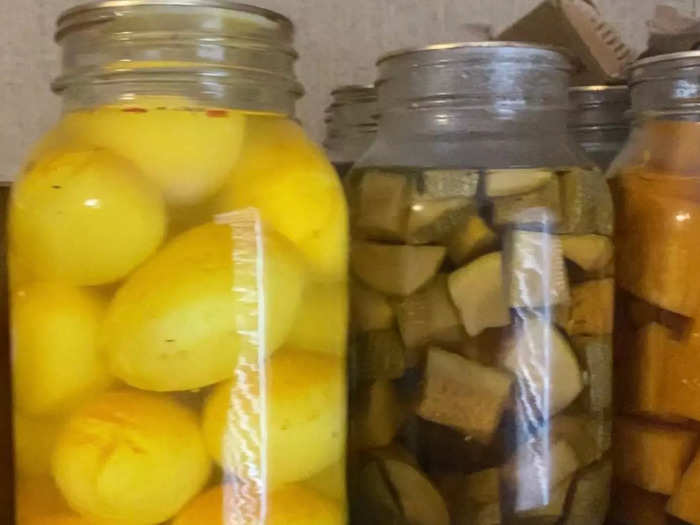 Cidni spends a lot of time on weekends canning and preserving the food they grow.