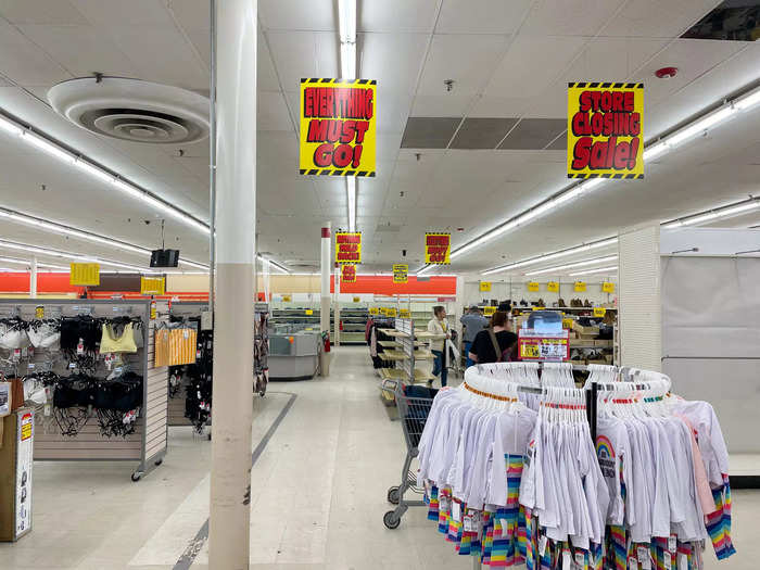 One of the only signs of normalcy were the workers who were organizing whatever was left on the store