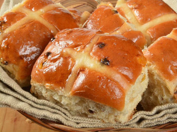 Hot-cross buns are also popular in the UK around Eastertime.