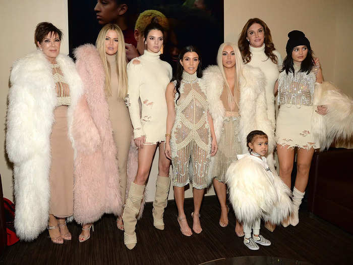 The following day, she stood alongside her family in coordinated Yeezy x Balmain looks.