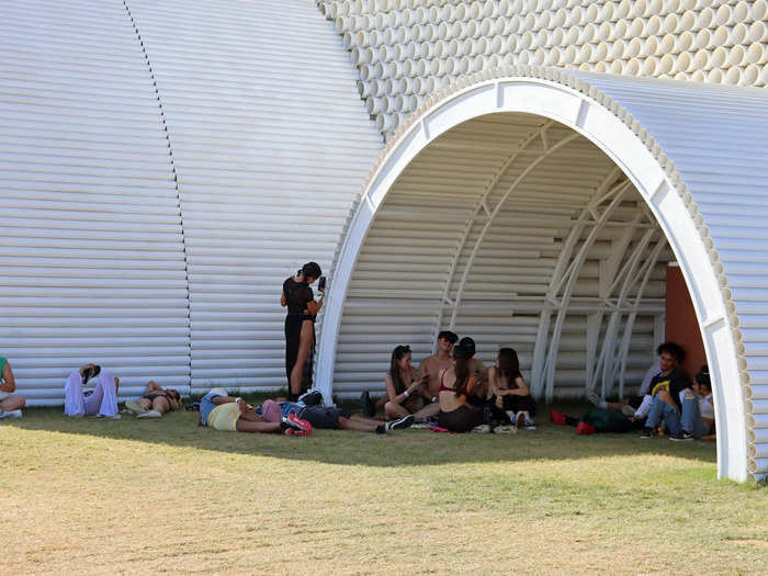 The sun is so strong that people skip shows and activities just to sit in the shade.