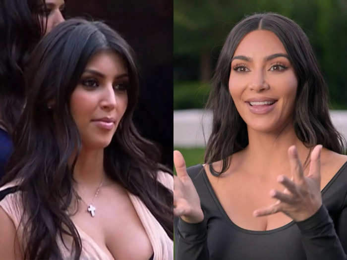 In the first episode of "KUWTK," Kim is preparing for her first television interview on "The Tyra Banks Show." In the series premiere of "The Kardashians," she