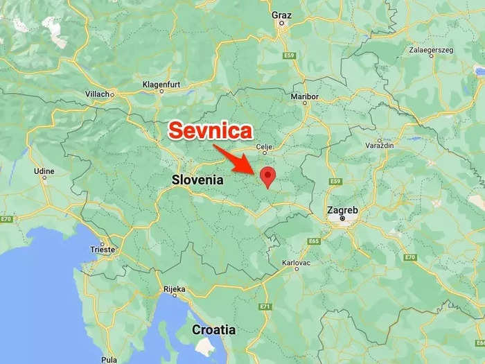 Sevnica is located along the Sava River in central Slovenia.