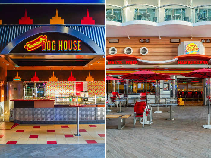 There are two restaurants on the Boardwalk: a hot dog stand, which is free for guests, and a Johnny Rocket