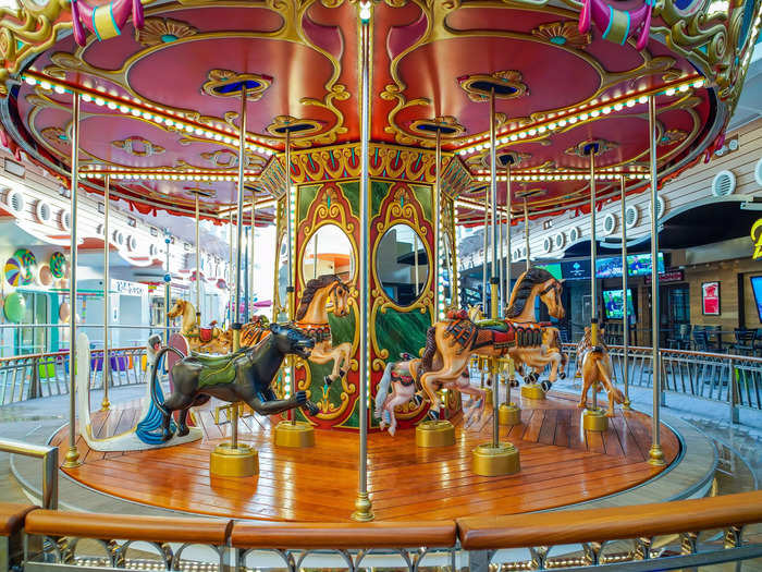 This deck caters to kids with a carousel.