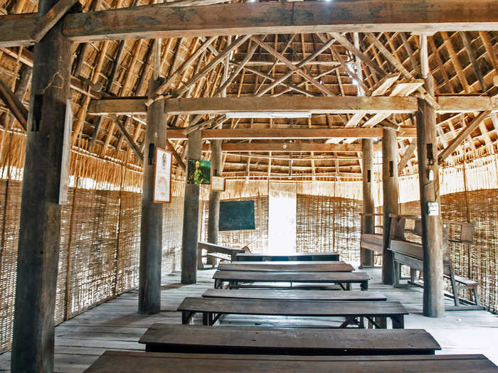 Villagers traditionally used bamboo and wood to build the communal houses.