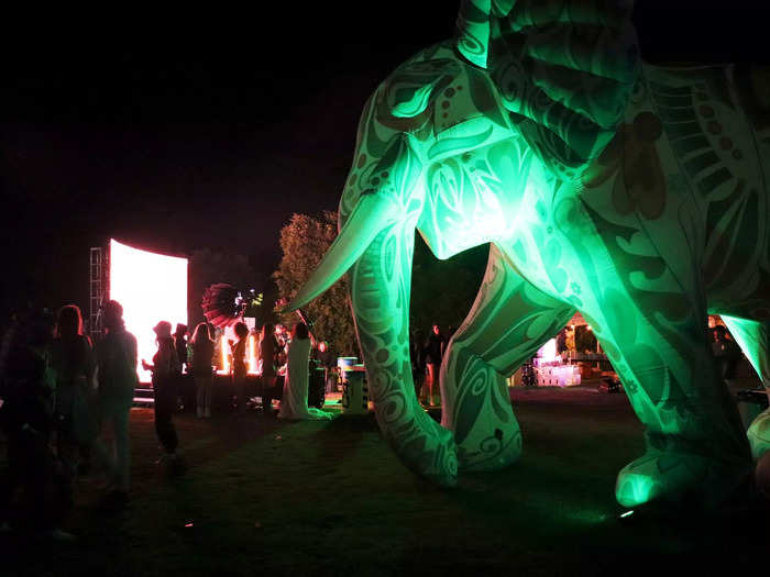 Bertha the elephant, a mainstay at Burning Man, was also in attendance.