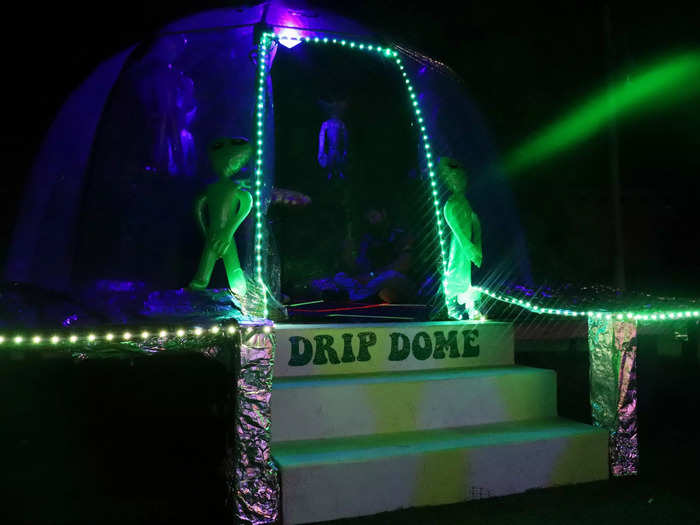 The Drip Dome, a small lounge inspired by a UFO, was built in less than 24 hours.