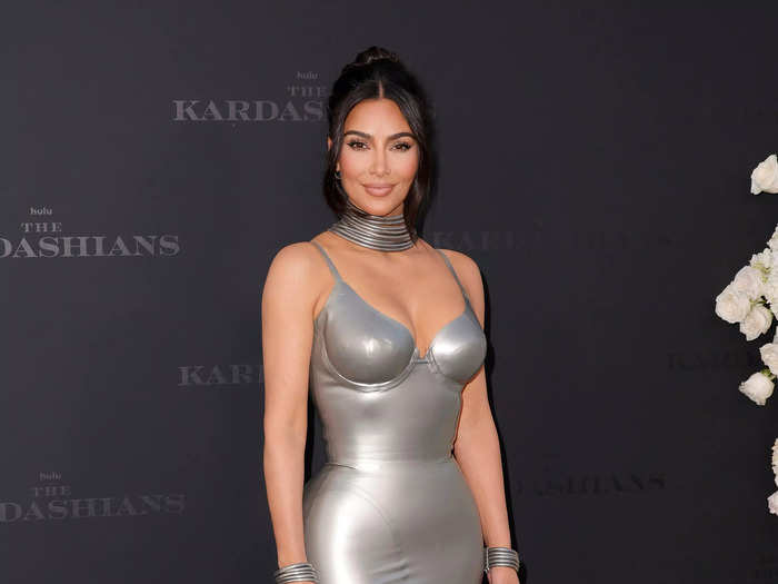 Kim Kardashian also rocked a metallic silver dress — though hers was skintight and more matte — at the premiere of "The Kardashians" on April 7.