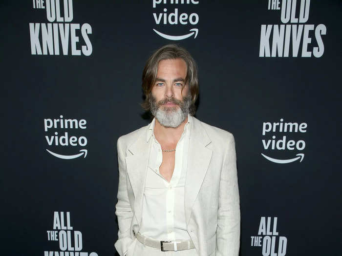 Chris Pine semi-broke the internet when he appeared at the "All the Old Knives" premiere in this all-white look and bushy beard on March 9.