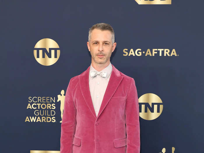 Also at the SAG Awards, "Succession" star Jeremy Strong rocked a velvet pink suit with a white bow tie.