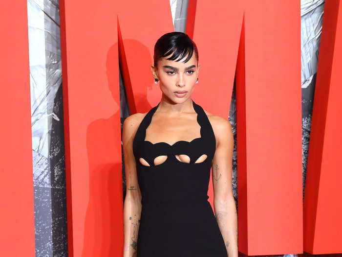 Zoë Kravitz wore a dress with daring cutouts for a screening of "The Batman" on February 23.