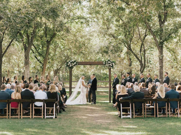 Alex and Katie said their vows outside.